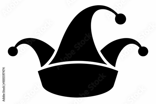 Mardi Gras hat silhouette vector, Carnival or clown hat icon