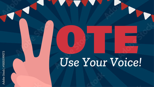 go vote hand sign election day flat illustration