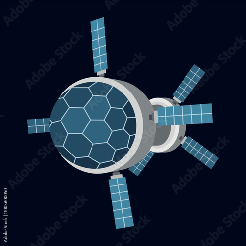 Obraz na płótnie A Vibrant Pixel Art Featuring Spacecraft and Satellite from Imagination w salonie