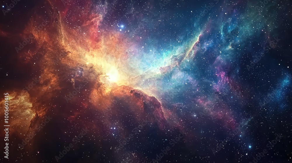 Vibrant cosmic scene showcasing colorful nebulae, stars, and galactic phenomena in a stunning display of space's beauty and mystery. Vibrant cosmic scene showcasing colorful nebulae, stars, and galactic phenomena in a stunning display of space's beauty and mystery.