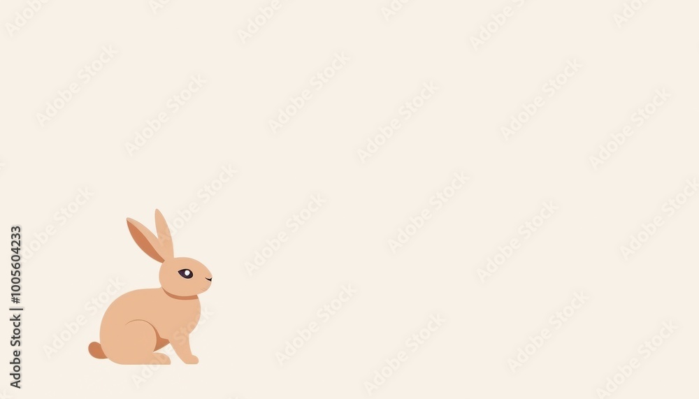Stylized cute rabbit sitting on a soft background in a minimalistic and modern illustration style, easter cards illustration background, copy space Stylized cute rabbit sitting on a soft background in a minimalistic and modern illustration style, easter cards illustration background, copy space