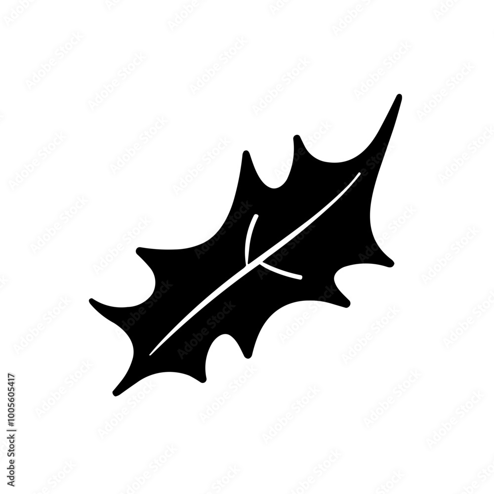 Naklejka premium Christmas Simple Black holly flat icon