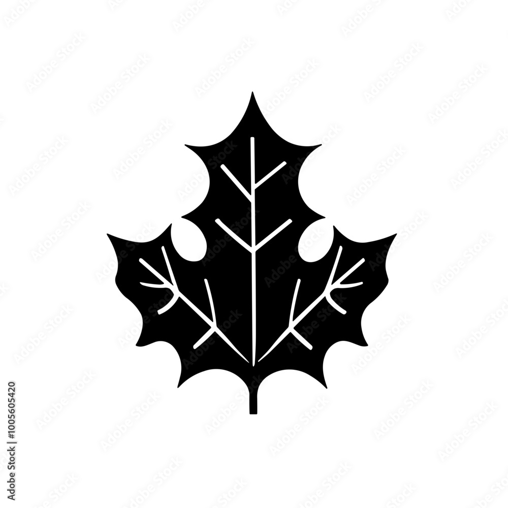 Naklejka premium Christmas Simple Black holly flat icon