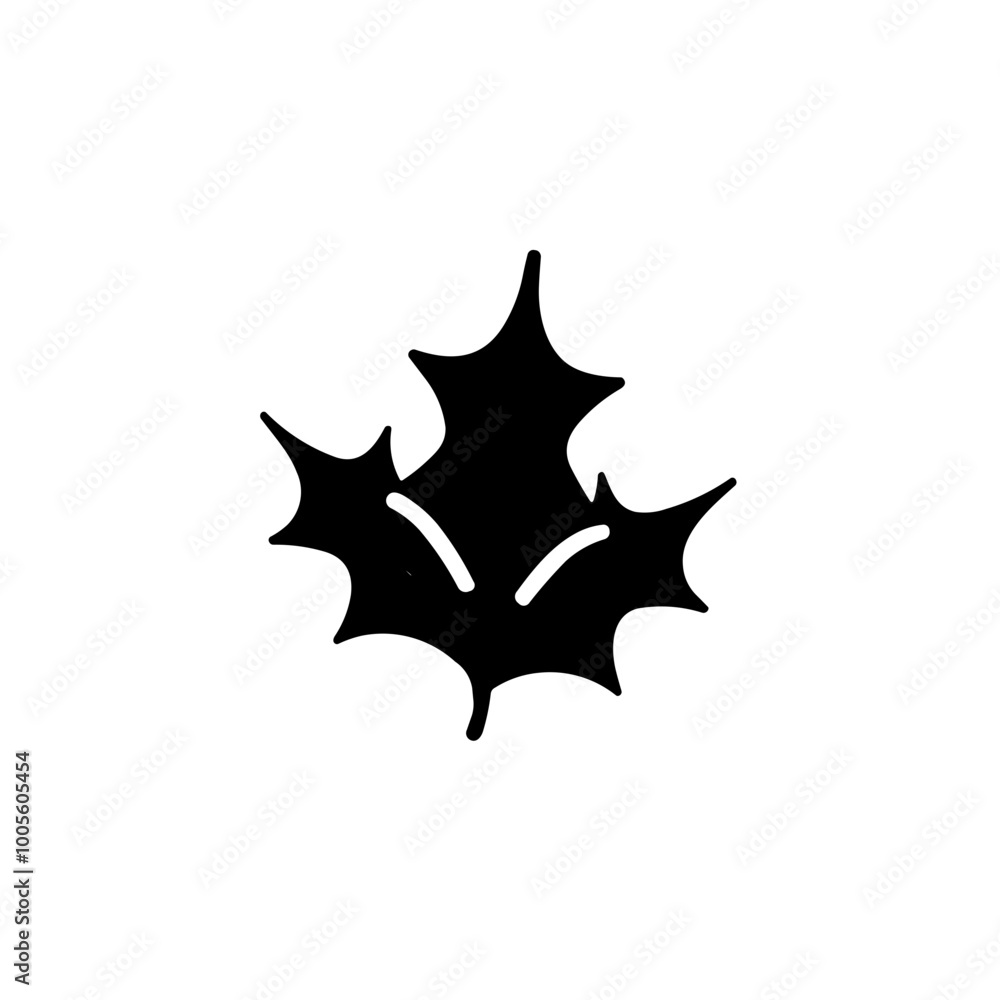 Christmas Simple Black holly flat icon Christmas Simple Black holly flat icon