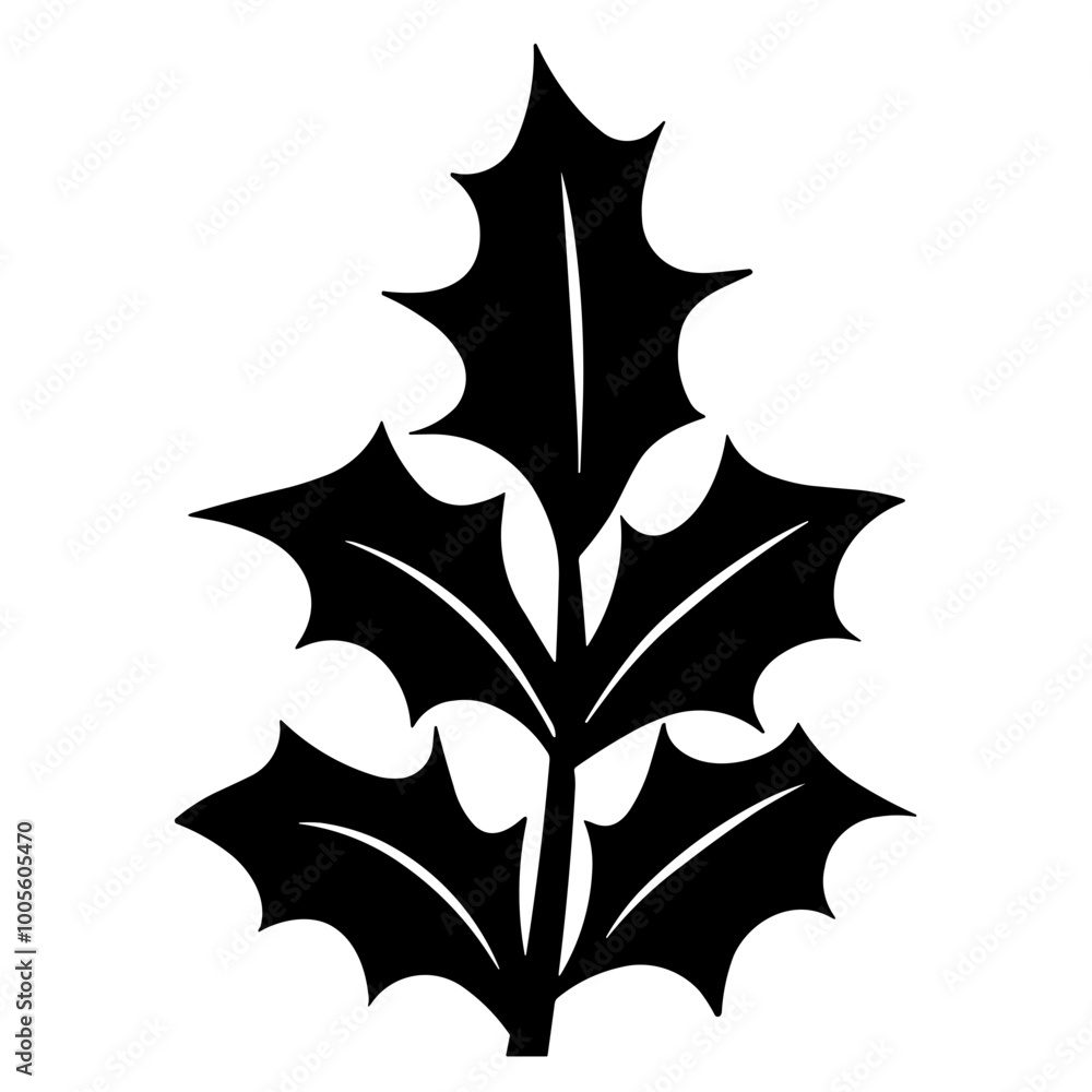 Fototapeta premium Christmas Simple Black holly flat icon
