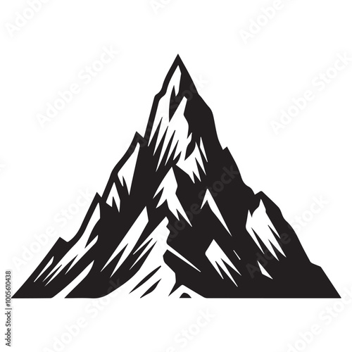 Mountain Vector illustration in black and white - Mountain Silhouette Design 