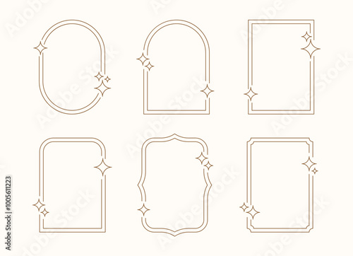 Boho frames with stars. Trendy geometric templates set.