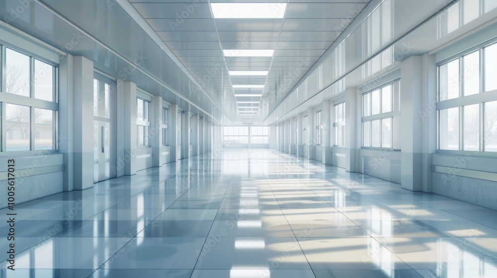Obraz premium A large, empty room with white walls and floors