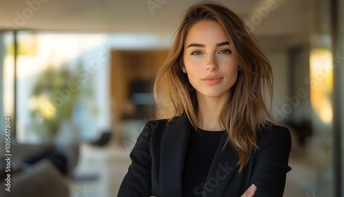 Wallpaper Mural Professional European woman real estate agent, confidently positioned in a chic modern house, showing expertise and approachability, ready to engage with buyers Torontodigital.ca