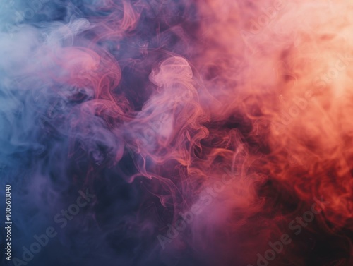 Abstract smoke in red and blue hues. AI.