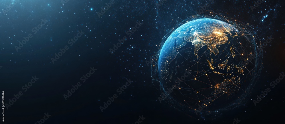 Fototapeta premium Global Network Connections: A Digital Earth