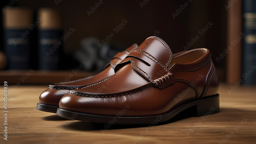 close-up of a pair of loafers, showcasing the texture of the leather, stitching, and subtle design elements close-up of a pair of loafers, showcasing the texture of the leather, stitching, and subtle design elements