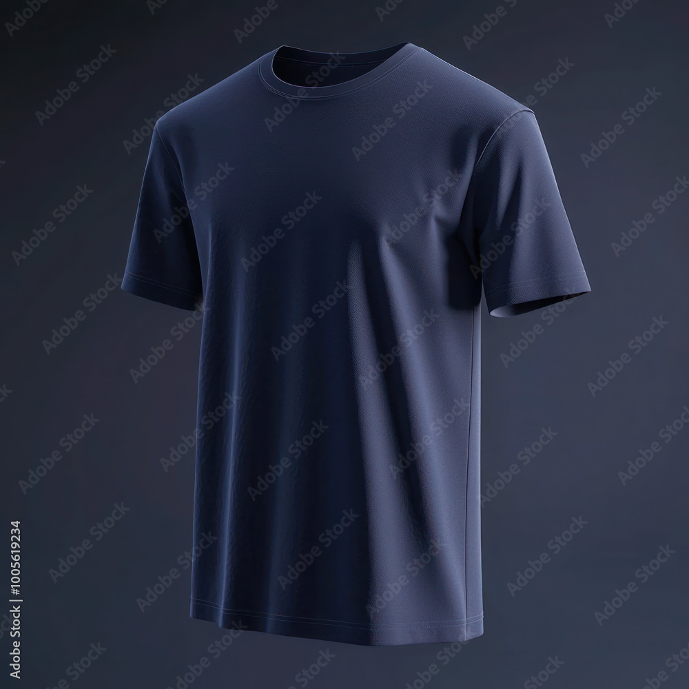 3D T- shirt mockup on dark grey background, Mock up for design and print, Front Navy Blue T-shirt Mockup 3D T- shirt mockup on dark grey background, Mock up for design and print, Front Navy Blue T-shirt Mockup