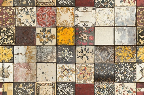 Tile pattern featuring intricate designs in various colors