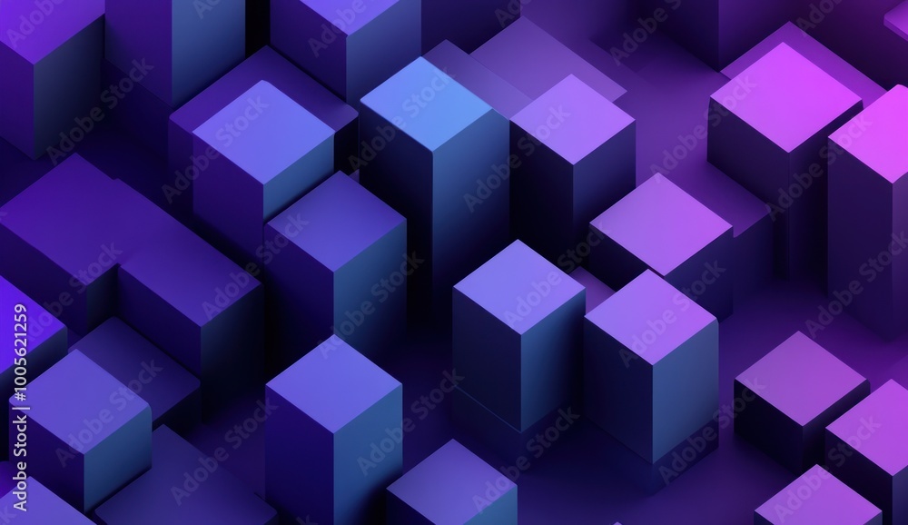 Abstract 3D Purple and Blue Cubes Composition Abstract 3D Purple and Blue Cubes Composition