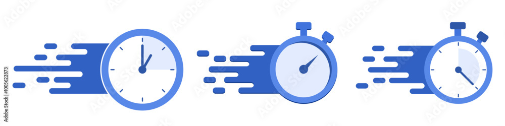 set of editable stopwatch, counter timer, deadline. alarm start and end. countdown time, Express service illustration set of editable stopwatch, counter timer, deadline. alarm start and end. countdown time, Express service illustration