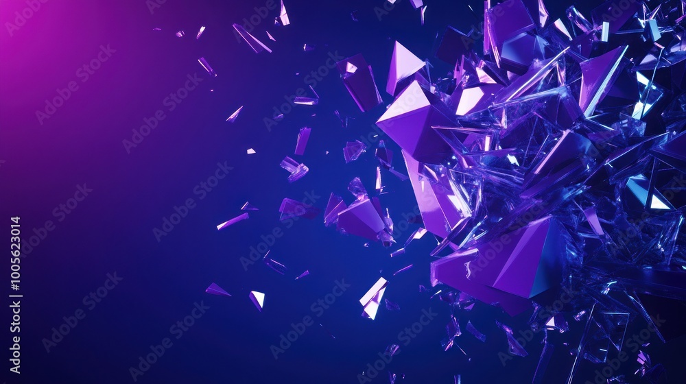 Shattered Crystal Explosion with a Purple and Blue Color Palette Shattered Crystal Explosion with a Purple and Blue Color Palette