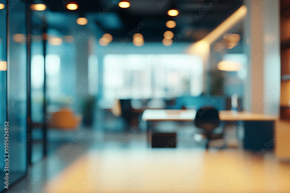Blurred Background of a Modern Office Space with Warm Lighting Blurred Background of a Modern Office Space with Warm Lighting
