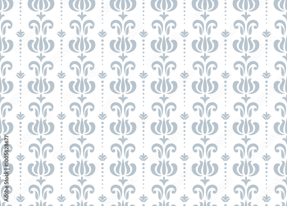 Flower geometric pattern. Seamless vector background. White and gray ornament Flower geometric pattern. Seamless vector background. White and gray ornament