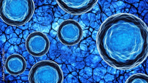 Cells on Blue Background