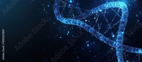 Abstract Digital DNA Structure with Blue Glow