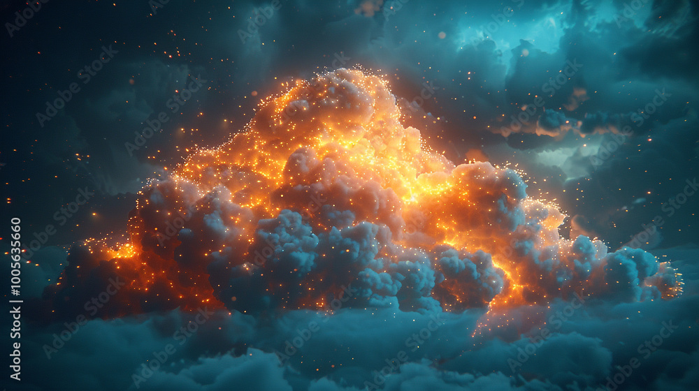 Burning clouds in the sky