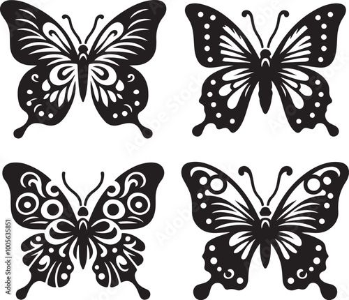 Butterfly Silhouette Vector Illustration Icon Set 