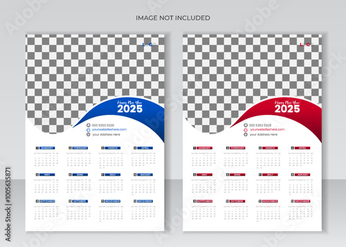 Creative Corporate Business agency one page or Wall Calendar Design Template 2025 for your office and company