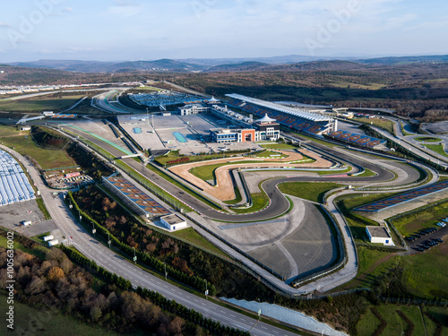 aerial view of the race track in istanbul, turkey