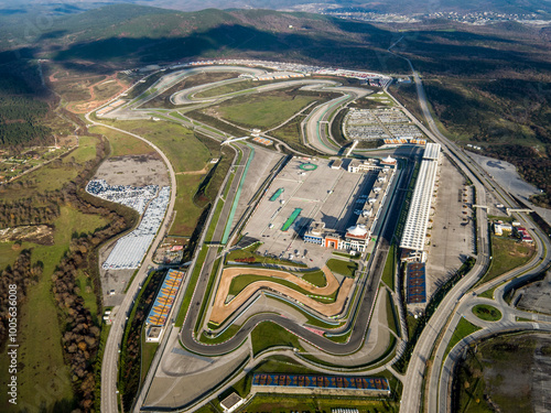 aerial view of the race track in istanbul, turkey