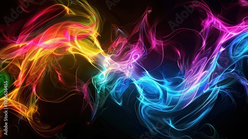 colorful electric swirls, black background