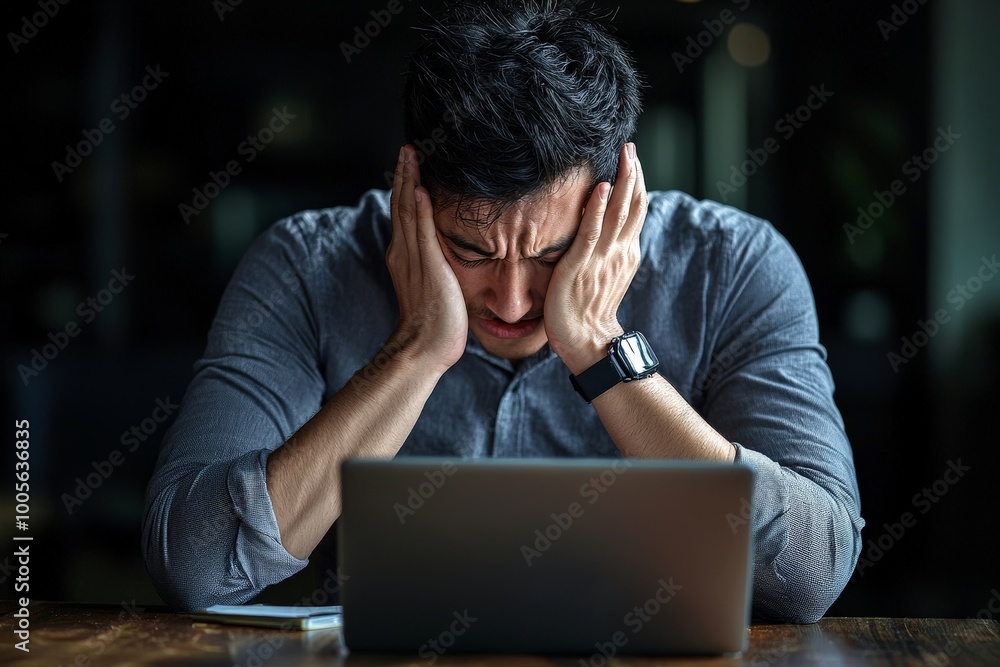 A solo entrepreneur facing setbacks in developing their business, dealing with frustration and self-doubt A solo entrepreneur facing setbacks in developing their business, dealing with frustration and self-doubt