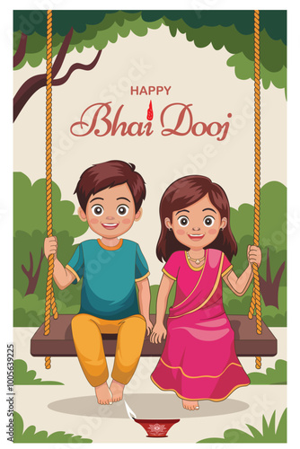 Happy Bhai Dooj Hindu festival celebrated vector design photo