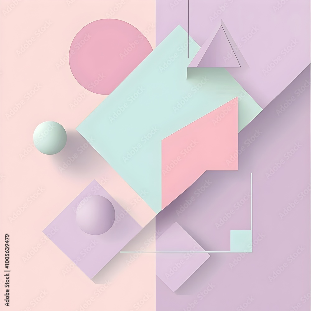 Minimalist Pastel Toned Background with Clean Geometric Shapes in Abstract Composition of Soft Square Triangle Minimalist Pastel Toned Background with Clean Geometric Shapes in Abstract Composition of Soft Square Triangle