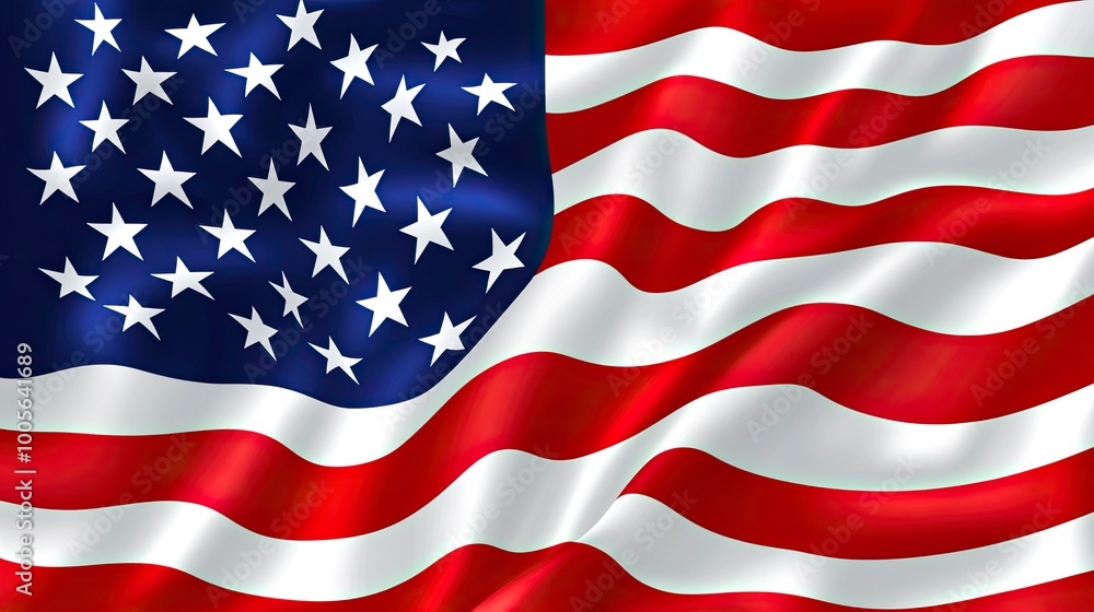 Fototapeta premium Close up waving flag of America .generative ai