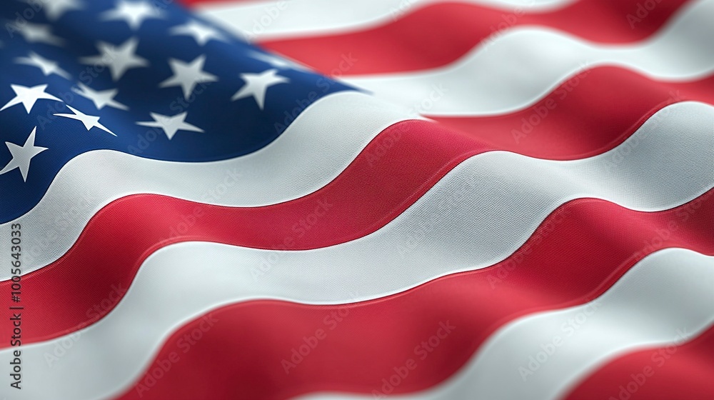 Obraz premium Close up waving flag of America .generative ai