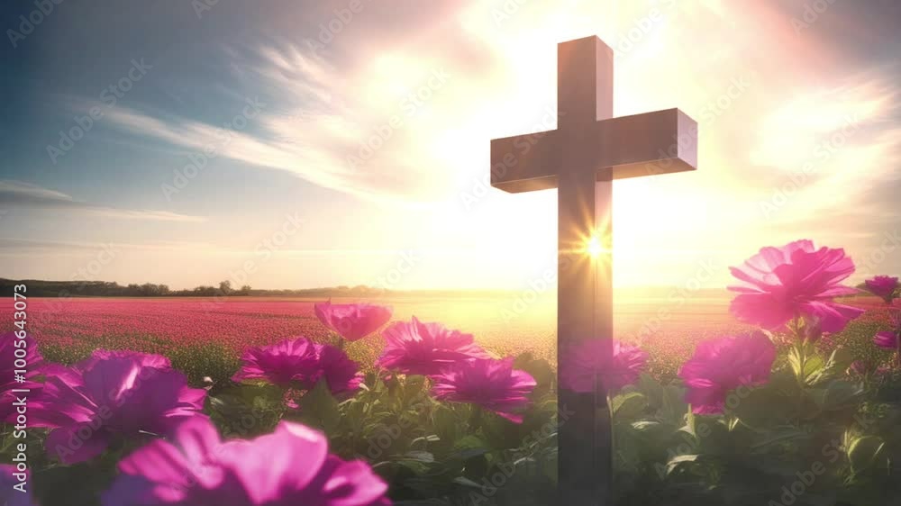 cross with flower cross with flower