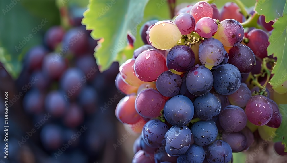 bunch of grapes, fresh grapes with leaves bunch of grapes, fresh grapes with leaves