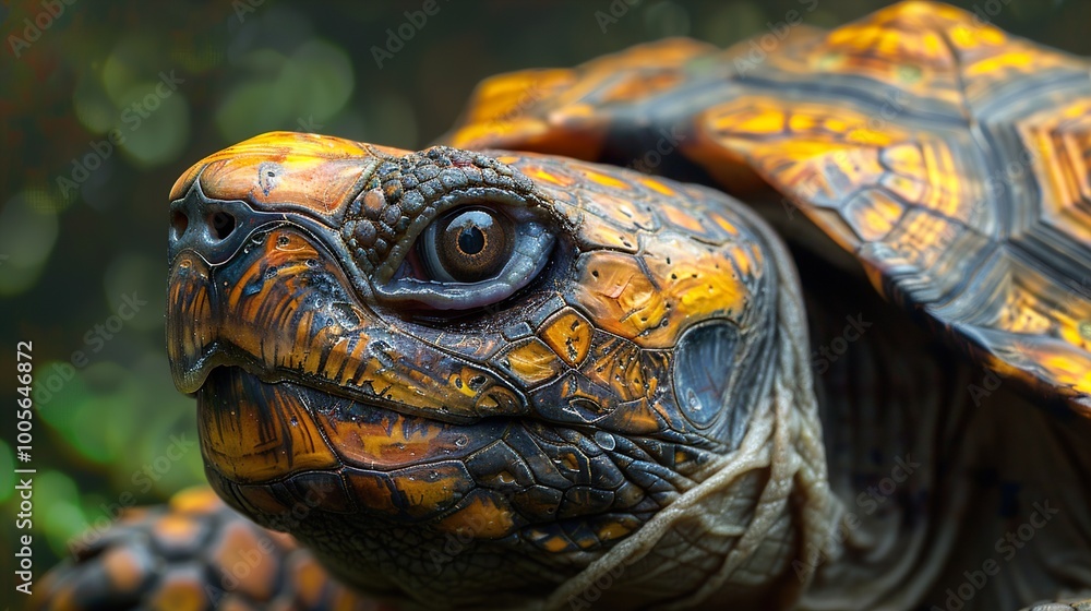 Obraz premium Close Up of a Turtle's Eye and Shell - Wildlife Photography