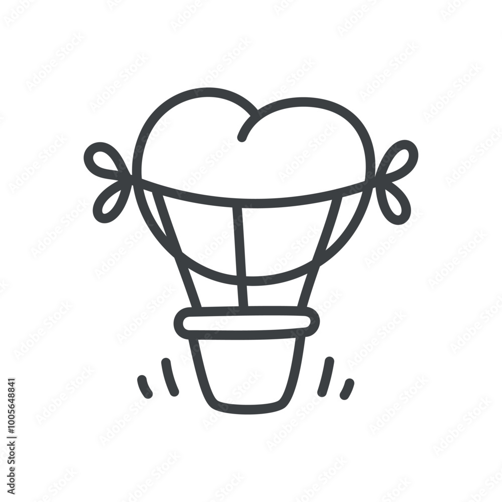 Cute aerostat icon. Hand drawn monochrome illustration of a heart-shaped hot air balloon isolated on a white background. Vector 10 EPS.
Cute aerostat icon. Hand drawn monochrome illustration of a heart-shaped hot air balloon isolated on a white background. Vector 10 EPS.