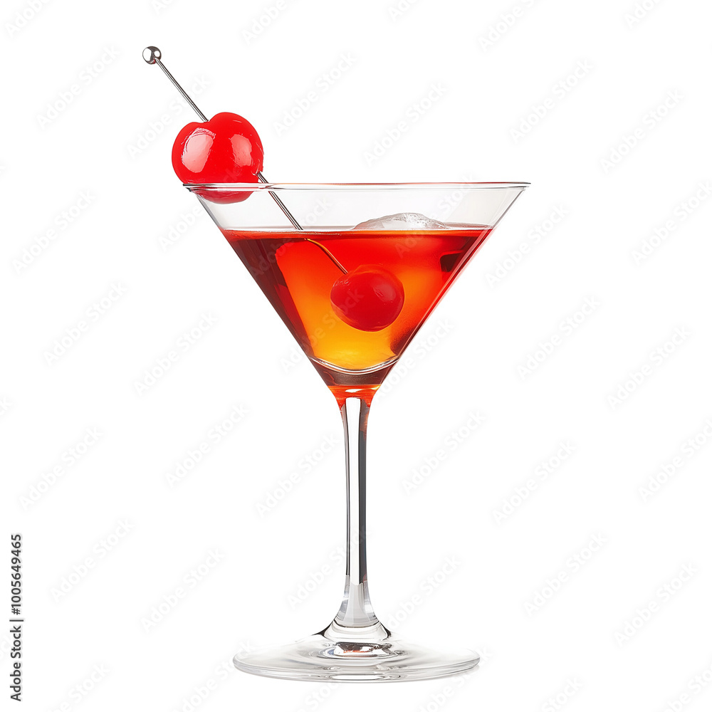 Classic Manhattan Cocktail on White Background for Bar and Cocktail Concepts Classic Manhattan Cocktail on White Background for Bar and Cocktail Concepts