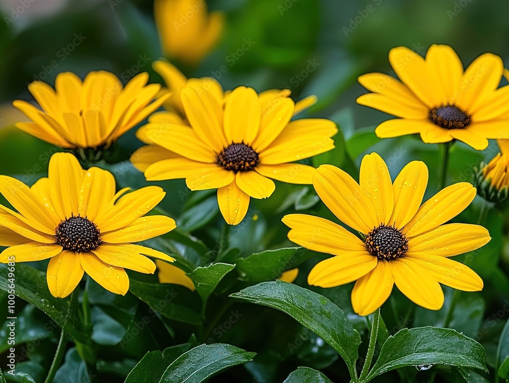 Cheerful Yellow Daisies Under Rainy Haze: Perfect Poster for Brightening Up Sports Interiors and Bringing Nature Indoors with a Refreshing Touch! Cheerful Yellow Daisies Under Rainy Haze: Perfect Poster for Brightening Up Sports Interiors and Bringing Nature Indoors with a Refreshing Touch!
