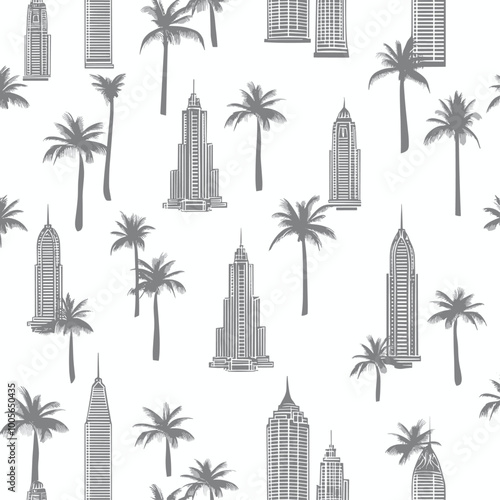Minimalist Black and White Vector Motifs of Dubai