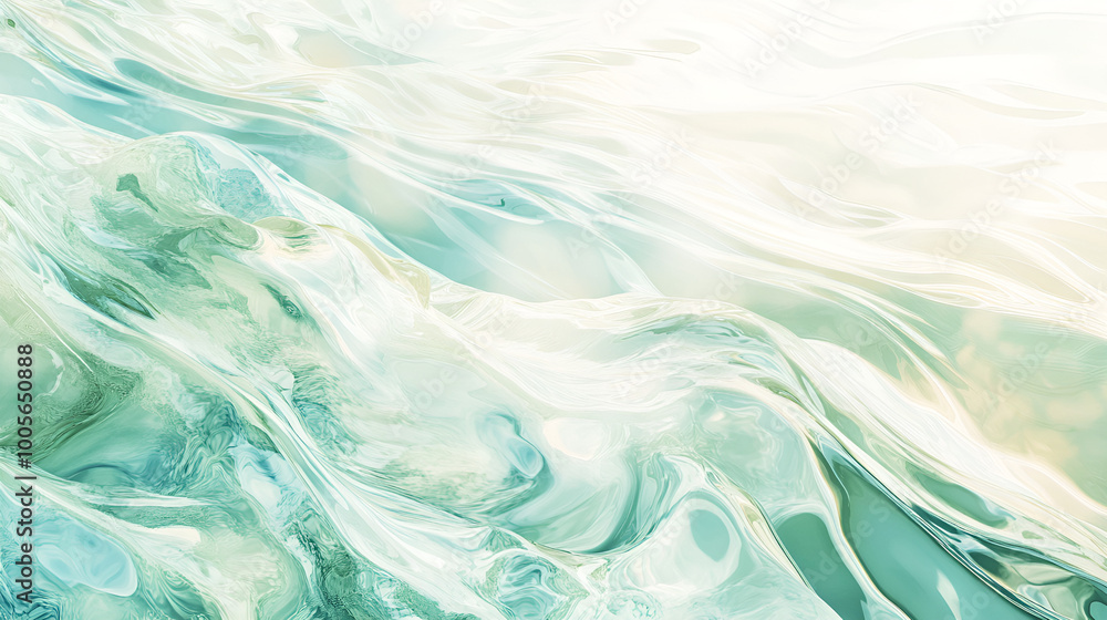 Obraz premium River water background with pastel green and blue tones and soft ripples, capturing the gentle flow of water.