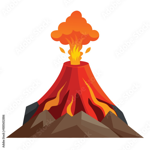 Volcano lava fire vector illustration on white background