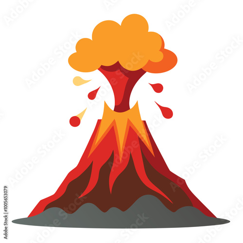 Volcano lava fire vector illustration on white background