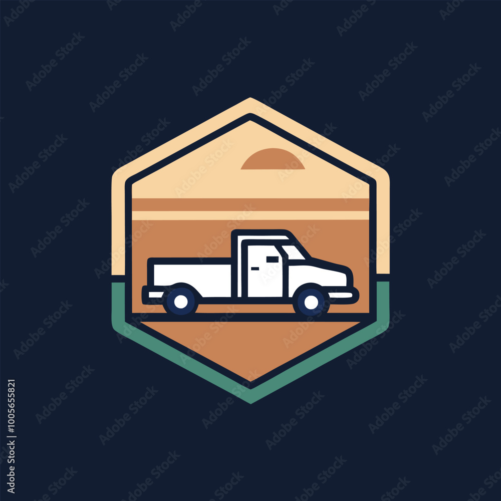Heavy-duty truck line art logo icon vector artwork design, ideal for automotive, transportation, and commercial vehicle-related projects. Perfect for logos and branding.