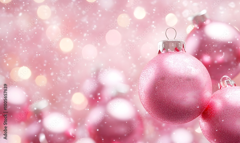 Fototapeta premium Abstract pastel Merry Christmas design with pink color theme, Generative AI 