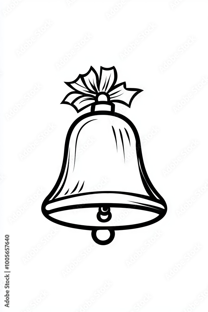 Simple line art of a Christmas bell with a clapper. Simple line art of a Christmas bell with a clapper.