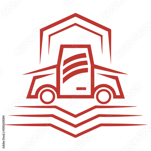 Heavy-duty truck line art logo icon vector artwork design, ideal for automotive, transportation, and commercial vehicle-related projects. Perfect for logos and branding.